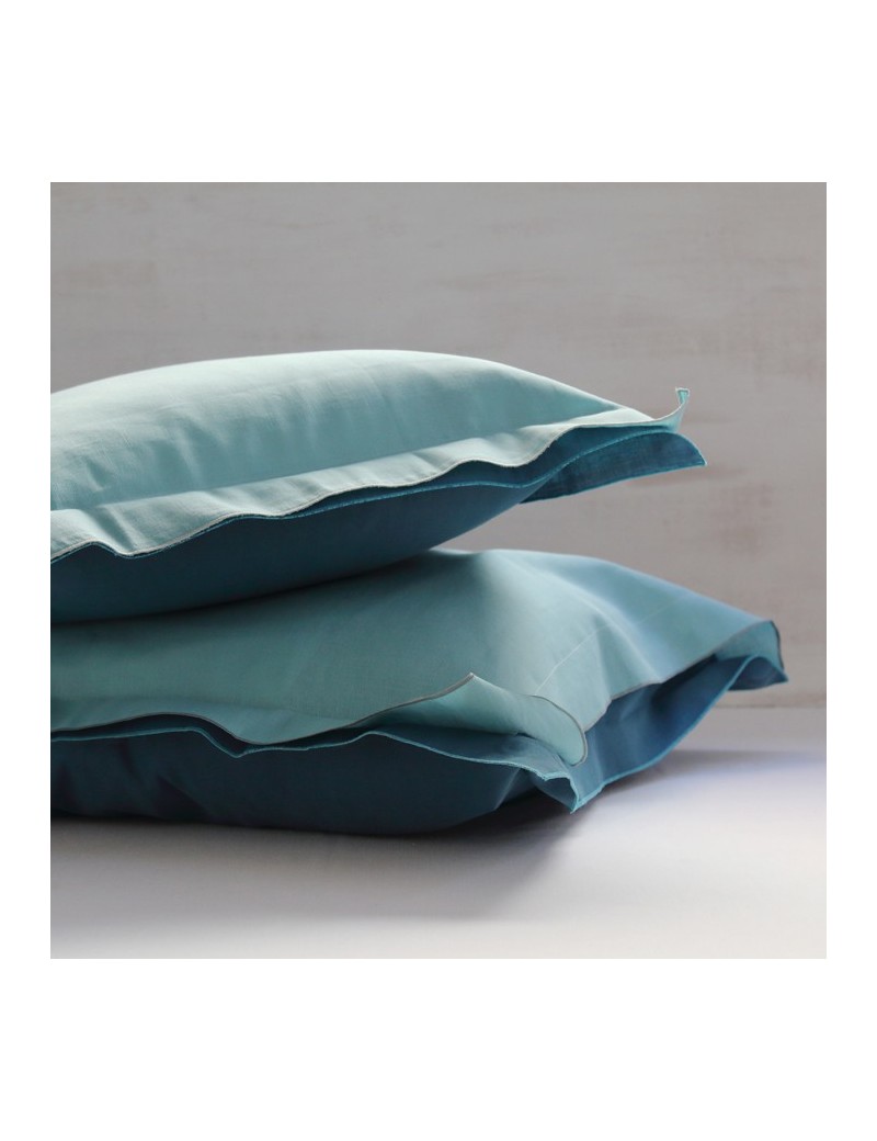 Taie d'oreiller bleu aqua & canard VICE VERSA Taie d'oreiller bleu aqua & canard VICE VERSA