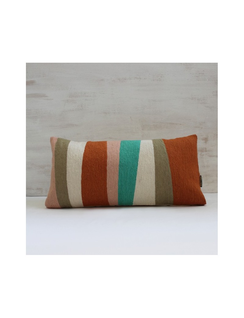 coussin terracotta turquoise et taupe RYTHME coussin terracotta turquoise et taupe RYTHME