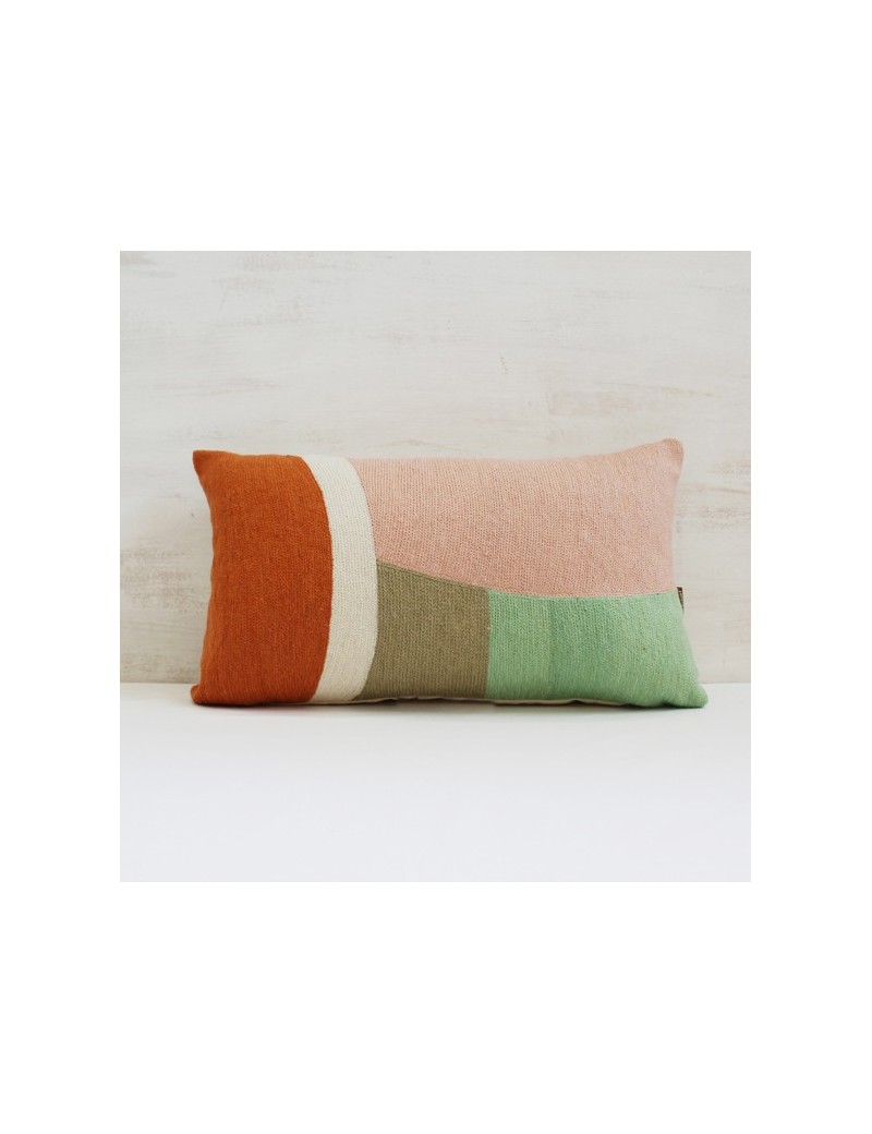 coussin brique rose et kaki vert ONDE coussin brique rose et kaki vert ONDE