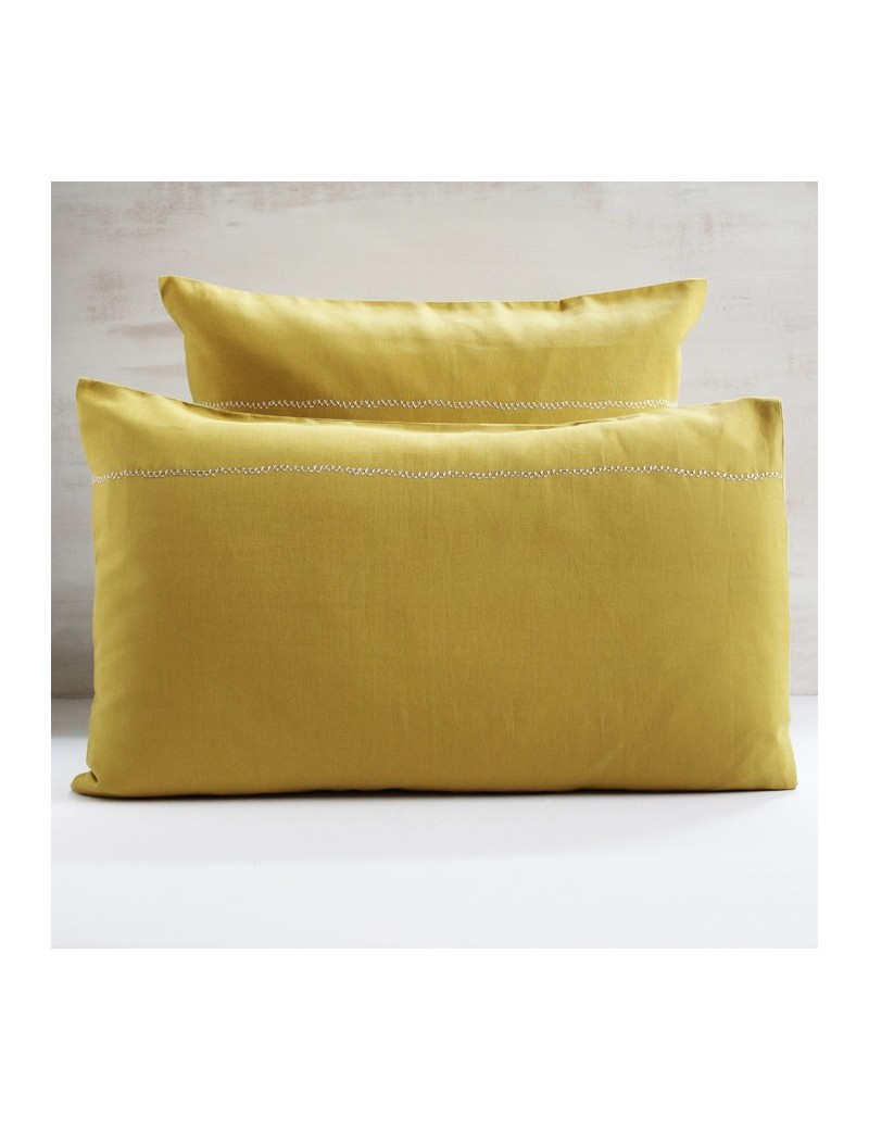 Taie d'oreiller jaune gold CROSS STITCH Taie d'oreiller jaune gold CROSS STITCH