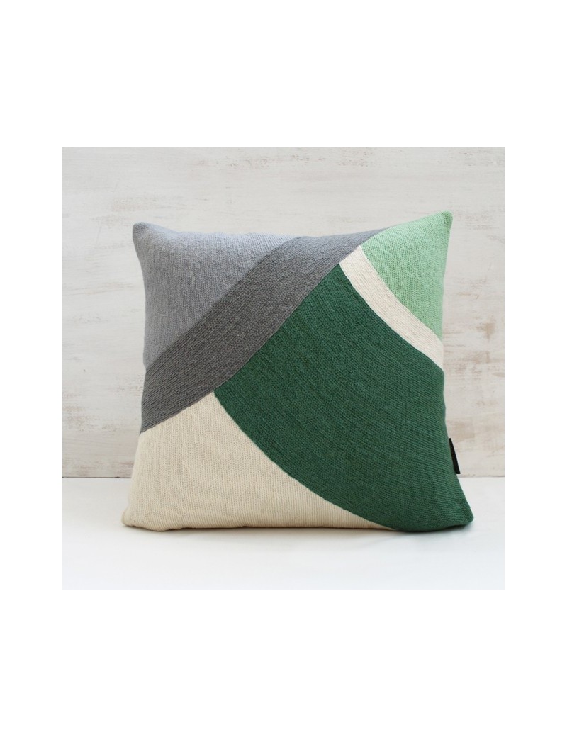 Housse de coussin vert et gris DISQUE Housse de coussin vert et gris DISQUE
