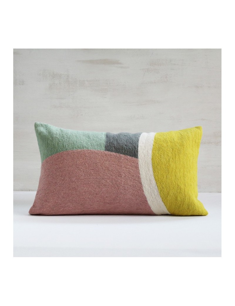 Coussin jaune, vert, rose ONDE Coussin jaune, vert, rose ONDE