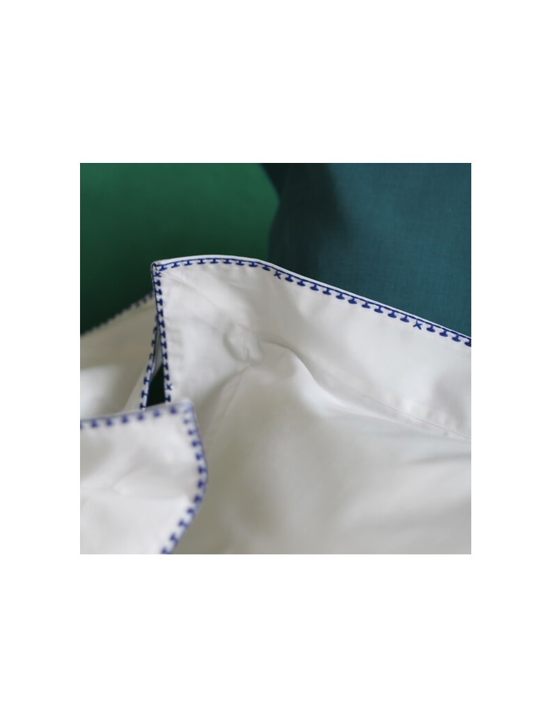 Taie d'oreiller CRAFT Blanc broderie bleue Taie d'oreiller CRAFT Blanc broderie bleue